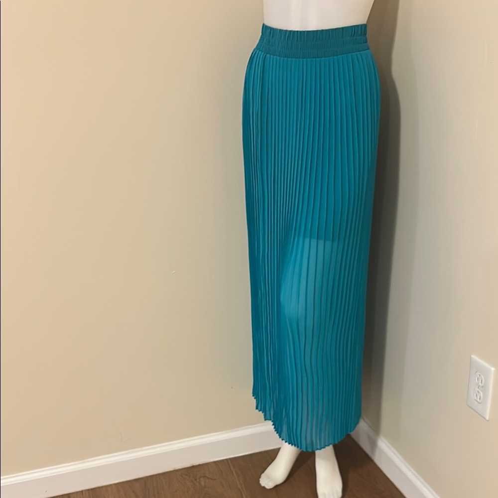 Worthington Green Pleated Maxi Skirt Resort Wear